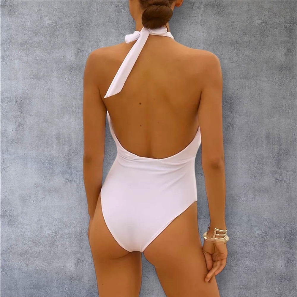 BEACH RIOT Jessica White Rose Crossover Cut Out One Piece Swim - Picture 2 of 8